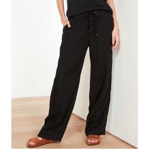 Standard James Perse Black Linen Drawstring Waist wide leg Pants Sz 1